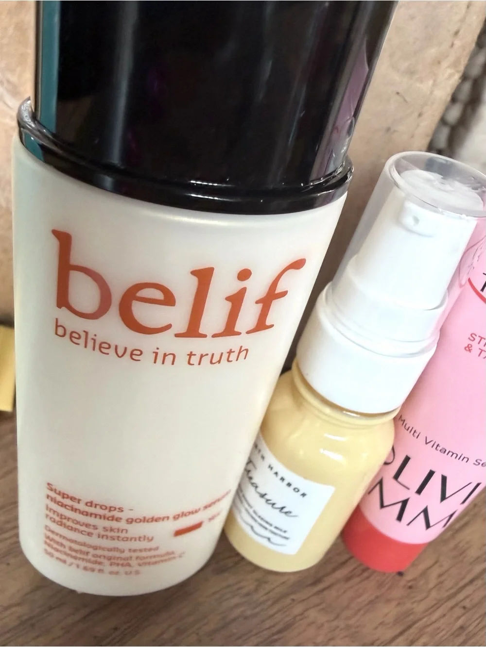 $ SALE BELIEF Super Drops Golden Glow Serum - with two small skincare items